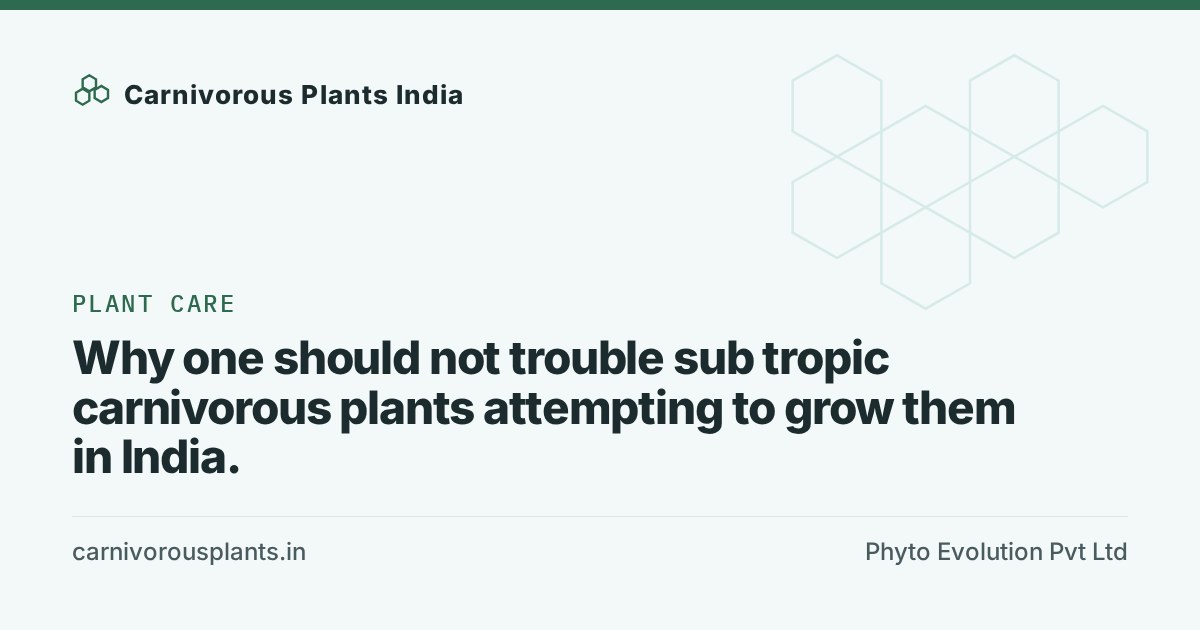 Why one should not trouble sub tropic carnivorous plants attempting to grow them in India.